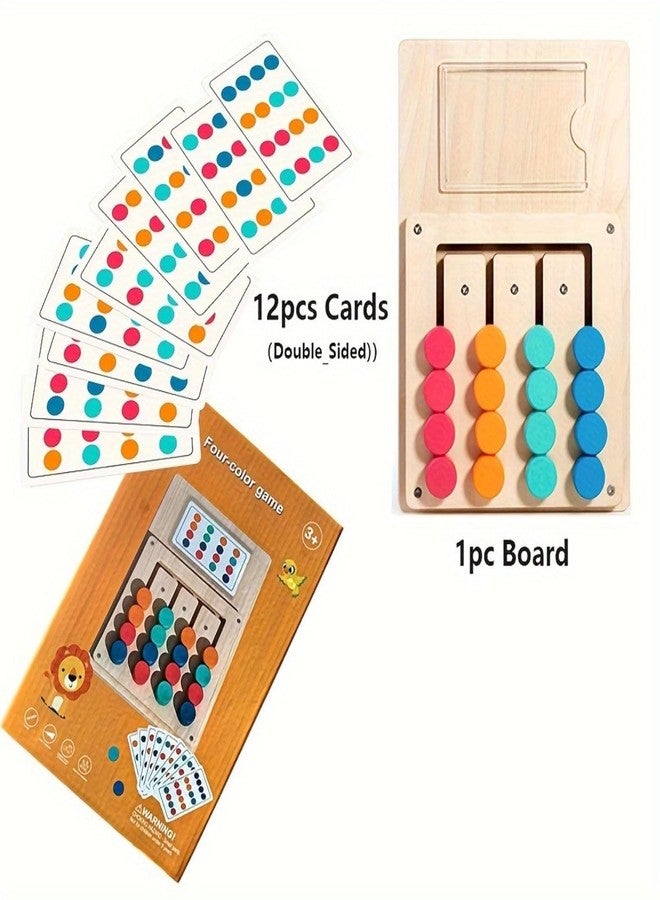 PLUSPOINT Wooden Slide Puzzle Brain Teaser Colour Matching Board Puzzle for Kids Ages 4-10 Boys Girls Travel Games Road Trip Educational Learning Activities for Kids 4 Colour Matching Toys - Image 2